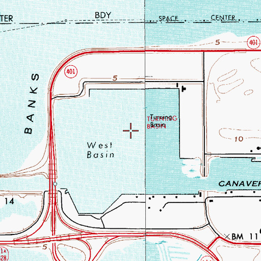 Topographic Map of West Basin, FL