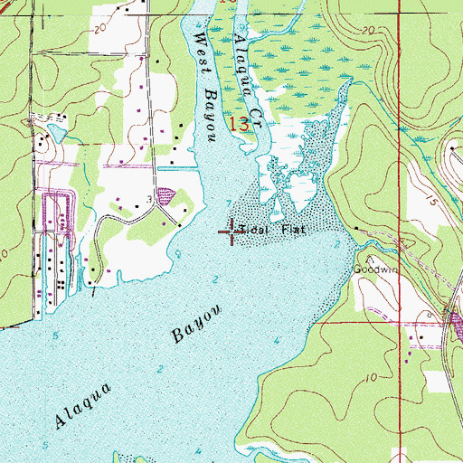 Topographic Map of West Bayou, FL