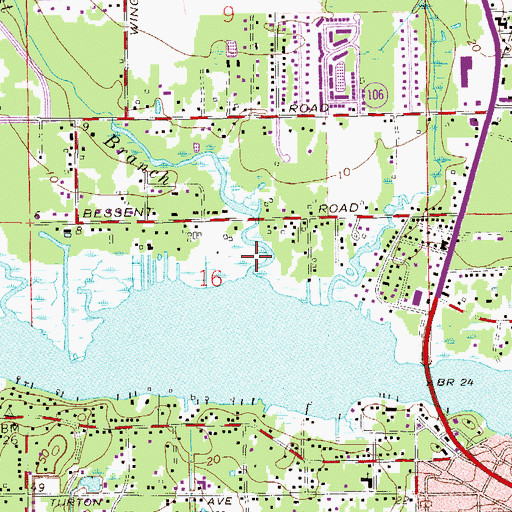 Topographic Map of West Branch Blockhouse Creek, FL