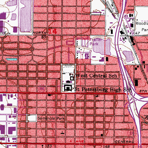 Topographic Map of West Central School, FL