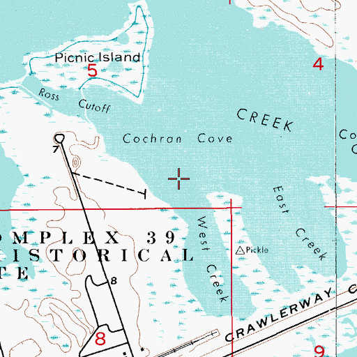 Topographic Map of West Creek, FL