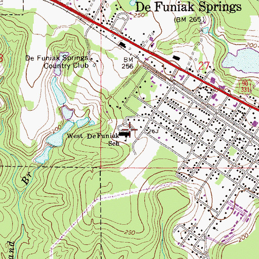 Topographic Map of West DeFuniak School, FL