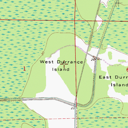 Topographic Map of West Durrance Island, FL