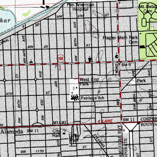 Topographic Map of West End Park, FL