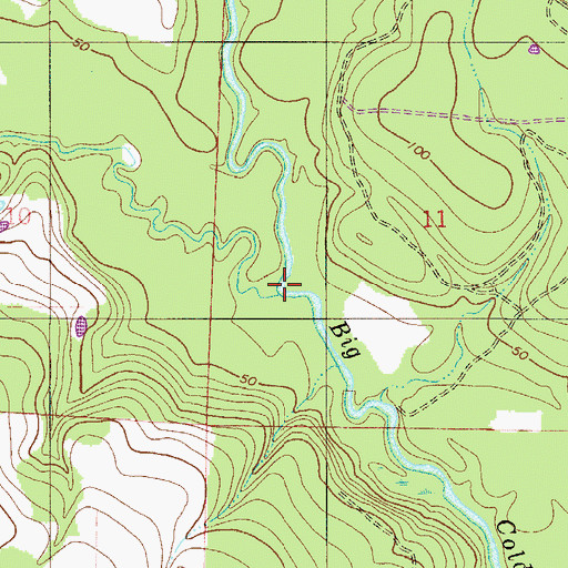 Topographic Map of West Fork Big Coldwater Creek, FL