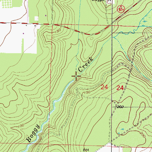 Topographic Map of West Fork Boggy Creek, FL