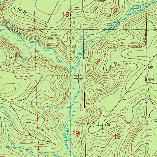 Topographic Map of West Fork Panther Creek, FL