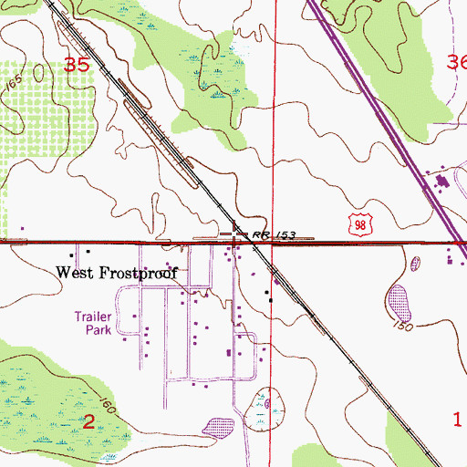 Topographic Map of West Frostproof, FL