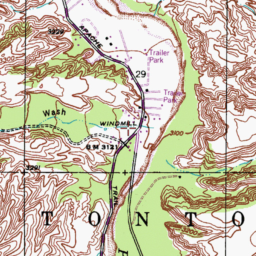 Topographic Map of Gerald Wash, AZ