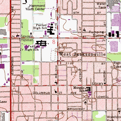 Topographic Map of West Jacksonville, FL