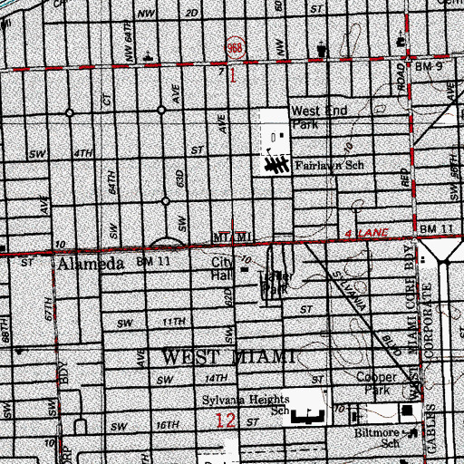 Topographic Map of West Miami, FL