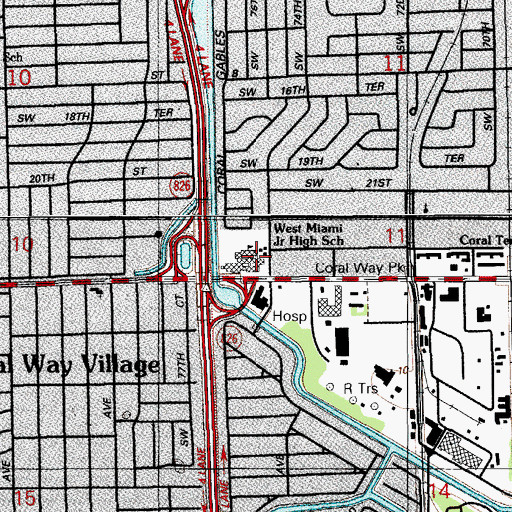 Topographic Map of West Miami Middle School, FL
