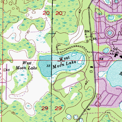 Topographic Map of West Moon Lake, FL