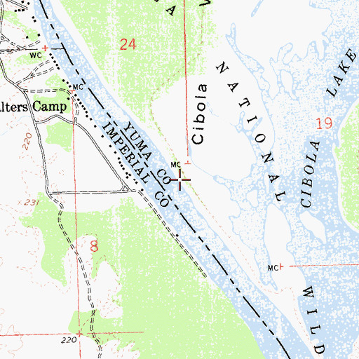 Topographic Map of Cibola Valley, AZ