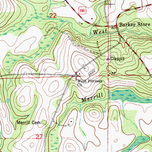 Topographic Map of West Pittman Church, FL