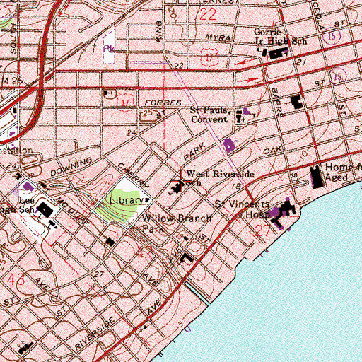 Topographic Map of West Riverside Elementary School, FL