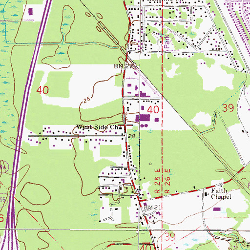 Topographic Map of West Side Church, FL