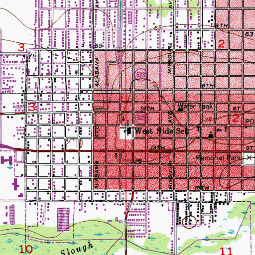 Topographic Map of West Side School, FL