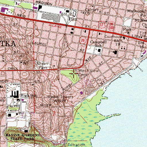 Topographic Map of West View Cemetery, FL
