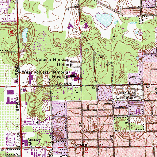Topographic Map of West Volusia Memorial Hospital, FL