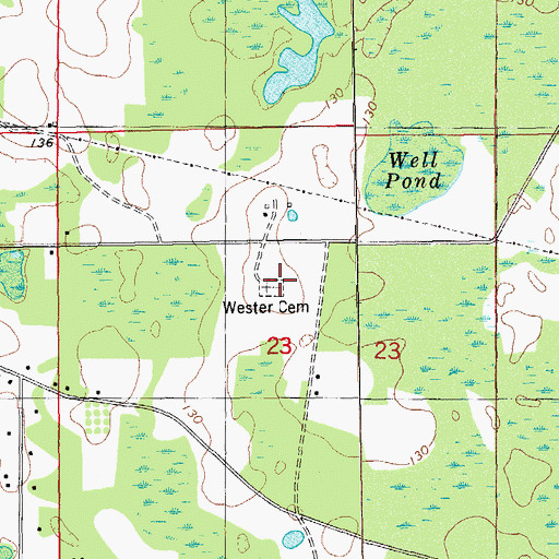 Topographic Map of Wester Cemetery, FL