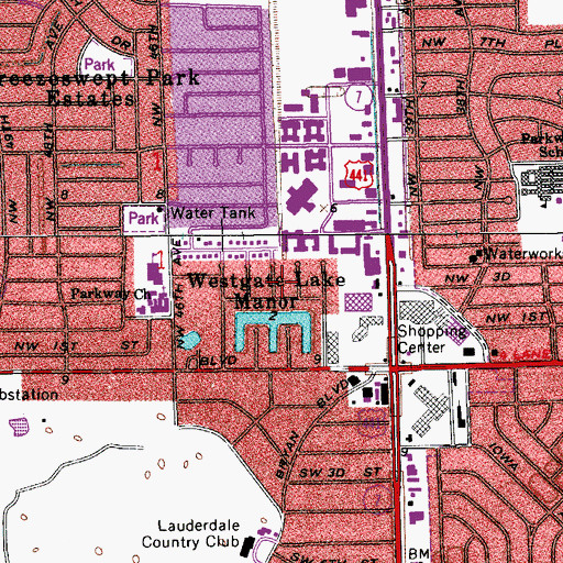 Topographic Map of Westgate Lake Manor, FL