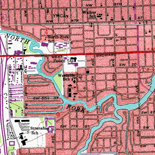 Topographic Map of Westside School, FL