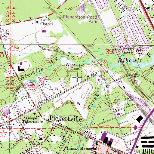 Topographic Map of Westview Cemetery, FL