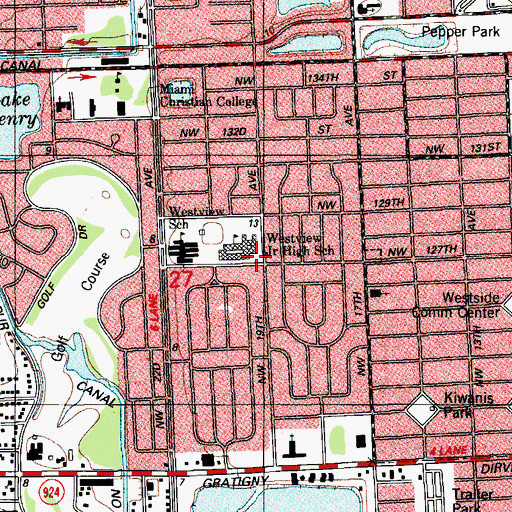 Topographic Map of Westview Middle School, FL