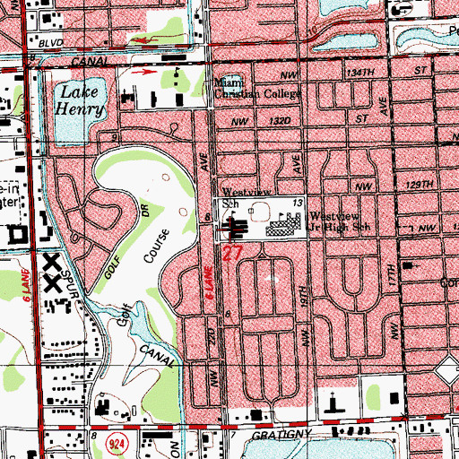 Topographic Map of Westview School, FL
