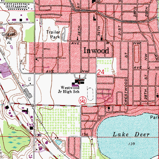 Topographic Map of Westwood Middle School, FL