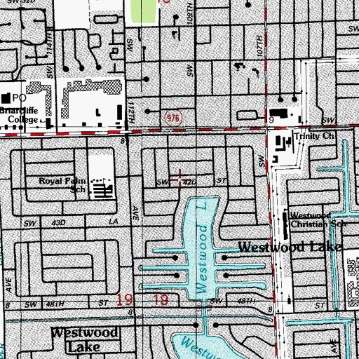 Topographic Map of Westwood Lake, FL