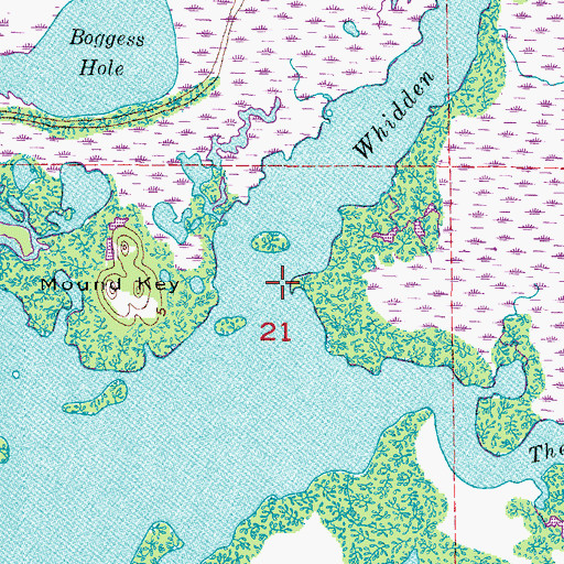 Topographic Map of Whidden Creek, FL
