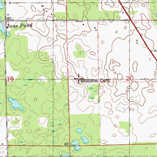 Topographic Map of Whiddon Cemetery, FL
