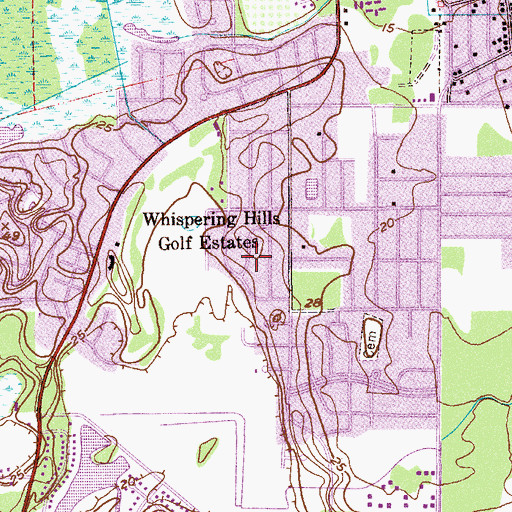 Topographic Map of Whispering Hills Golf Estates, FL