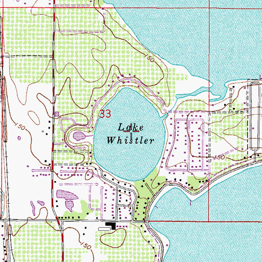 Topographic Map of Lake Whistler, FL