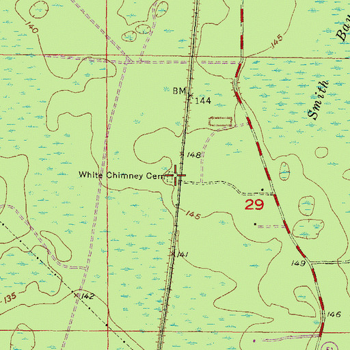 Topographic Map of White Chimney Cemetery, FL