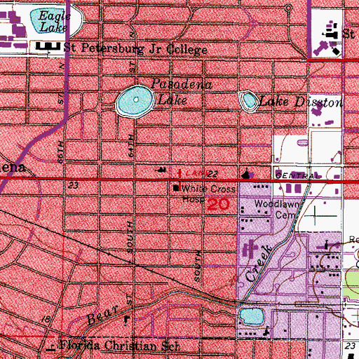 Topographic Map of White Cross Hospital, FL