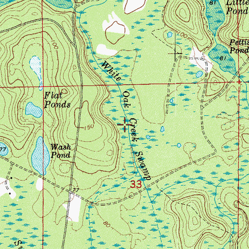Topographic Map of White Oak Creek Swamp, FL