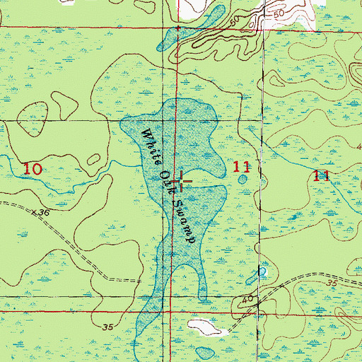 Topographic Map of White Oak Swamp, FL