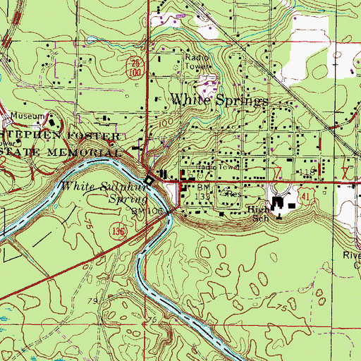Topographic Map of White Springs, FL