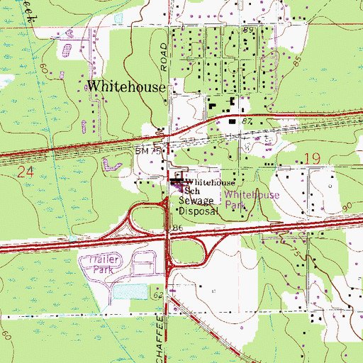 Topographic Map of Whitehouse Elementary School, FL