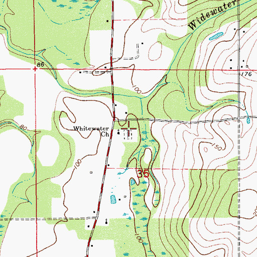 Topographic Map of Whitewater Baptist Church, FL