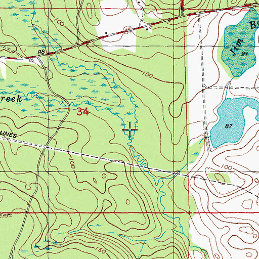 Topographic Map of Whitewater Creek, FL