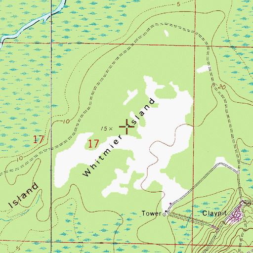 Topographic Map of Whitmier Island, FL