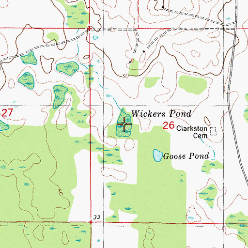 Topographic Map of Wickers Pond, FL