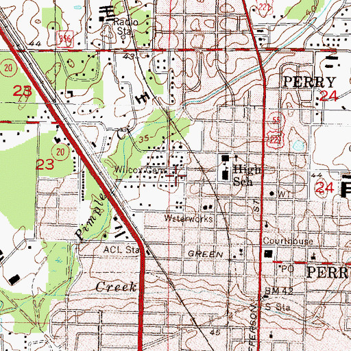 Topographic Map of Wilcox Cemetery, FL