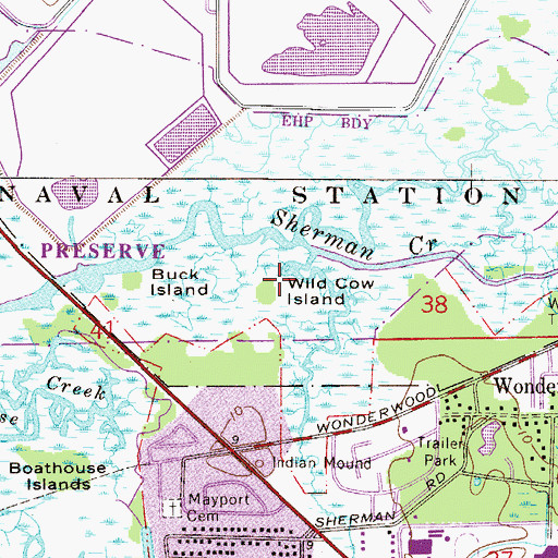 Topographic Map of Wild Cow Island, FL