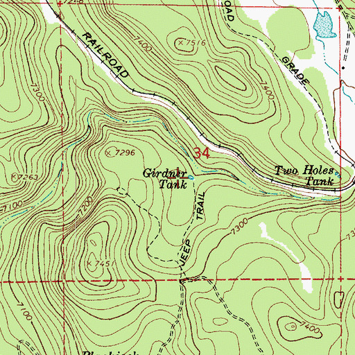 Topographic Map of Girdner Tank, AZ
