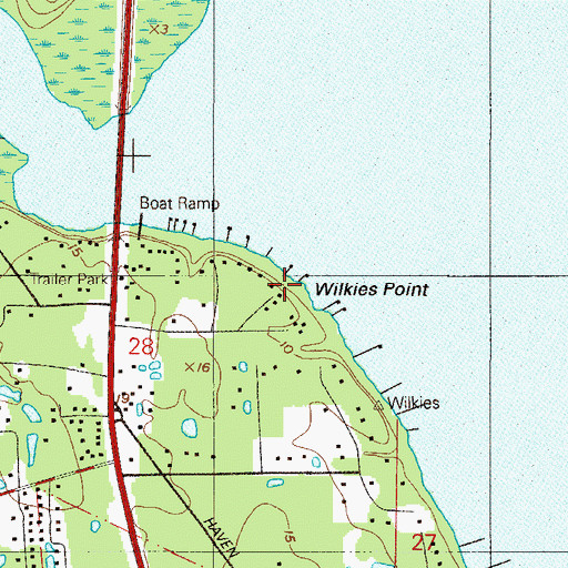 Topographic Map of Wilkies Point, FL